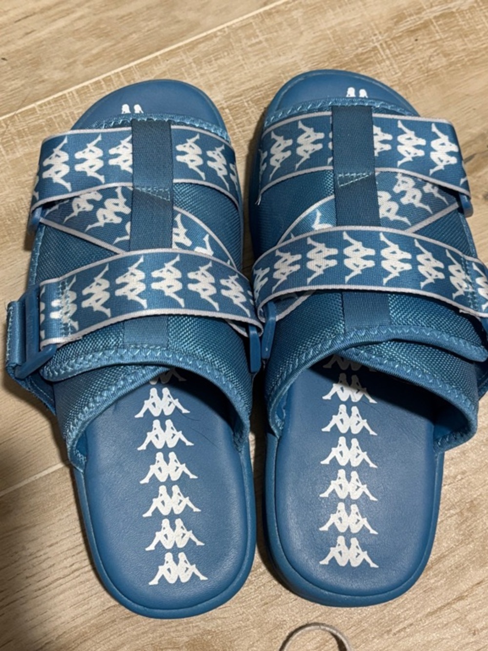Kappa Blue White Logo Slide Sandals